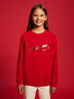 Bisiklet Yaka Uzun Kollu Atat?rk ?mza Bask?l? K?z ?ocuk Sweatshirt - Waikiki фото 6