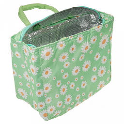 Ромашки Сумка обеденная 24х14х19см (31см с ручками), полиэстер, термоизоляция, на молнии, наружный карман на молнии, светло-зеленый (Китай) - Домашняя Мода фото 2