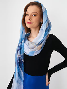 Большой, мягкий, тонкий и очень нежный двусторонний палантин с рисунком в стиле арт-деко - Tantino фото 9