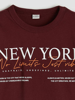 Erkek ?ocuk Bisiklet Yaka New York Bask?l? Ti??rt