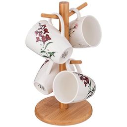 НАБОР ИЗ 4 КРУЖЕК BRONCO MEADOW НА ДЕРЕВЯННОЙ ПОДСТАВКЕ 300 МЛ