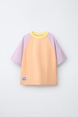 CAMISETA MANGA RANGL?N COLOR BLOCK / Naranjas