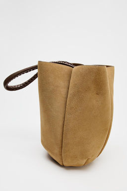 BRAIDED SPLIT SUEDE FLOWER BUCKET BAG - Zara фото 4