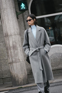 LONGLINE BELTED WOOL BLEND COAT - Zara фото 21