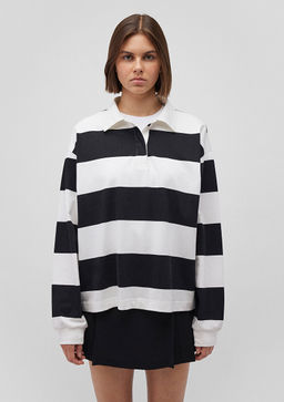 Siyah Cizgili Polo Tisort - Mavi фото 3