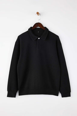 Yesil Yeni Oversize/Genis Kesim Polo Yaka Kal?n C?tc?tl? Sweatshirt TMNAW26SW00051 - Trendyolmilla фото 19