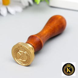 Печать для сургуча с деревянной ручкой «Корона с буквой K», 9×2.5×2.5 см