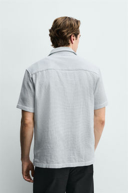 CAMISA REGULAR FIT ESTRUCTURA / Blanco / Celeste - Zara фото 3