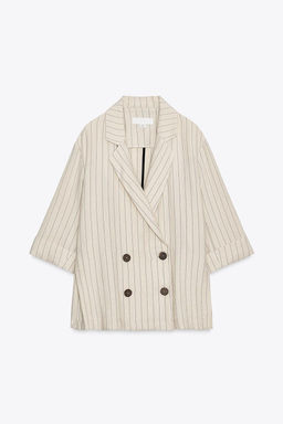STRIPED DOUBLE-BREASTED BLAZER - Zara фото 5