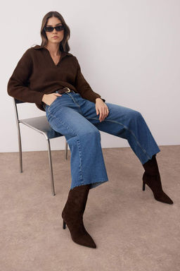 Mavi Normal Bel Comfort Pacas? Kesikli Culotte Jeans TWOAW26JE00046 - Trendyolmilla фото 2