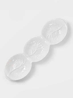 Менажница 3 ячейки «Лист», 40×12×4 см, керамика, белая