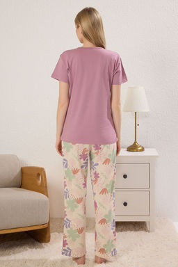 Trendyolmilla Pembe %100 Pamuklu Cicekli Sloganl? Orme Pijama Tak?m? THMSS25PT00378  фото 8