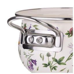 КАСТРЮЛЯ AGNESS ЭМАЛИРОВАННАЯ СО СТЕКЛЯННОЙ КРЫШКОЙ СЕРИЯ FLOWER STORY, 1,5 Л ДИА. 16СМ  фото 4
