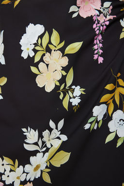 Siyah Cicekli A Kesim Kolsuz Midi Dokuma Elbise TWOSS24EL00440 - Trendyolmilla фото 5