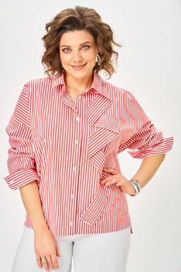 Рубашка Michel Chic 798 полоска красная  фото 3