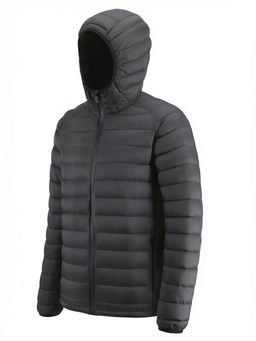 Куртка мужская гибридная стёганая с капюшоном с графеновой подкладкой черного цвета 9621_1Ch