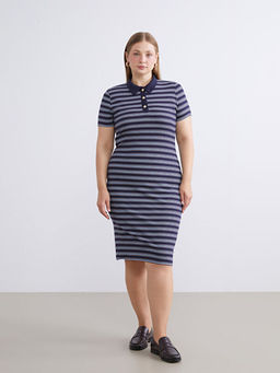 Polo Yaka ?izgili Elbise