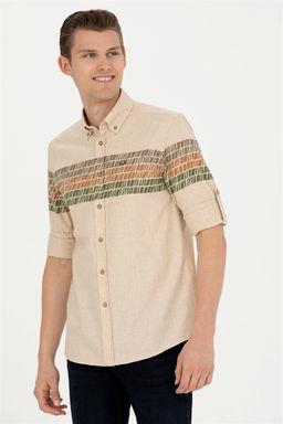 Мужская бежевая рубашка с длинным рукавом - U.s. polo assn фото 10