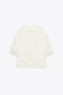 ZW COLLECTION BLOUSE WITH CUTWORK EMBROIDERY - Zara фото 3