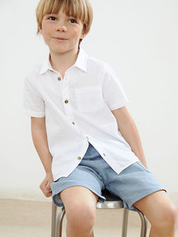 Basic Cepli Erkek ?ocuk Poplin G?mlek