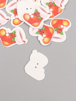 Цена за 2 шт. Набор пуговиц для творчества дерево «Новогодний сапог», набор 15 шт., 3×2.6 см