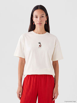 %100 Pamuklu Oversize Kad?n Ti??rt