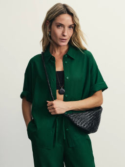 Льняная рубашка прямого кроя / Zarina  фото 8