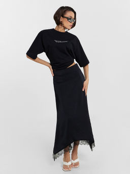 Юбка Mark Formelle x Ольга Бузова черная с кружевными деталями