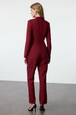 TRENDYOLMILLA Limited Edition Uzun Siyah Saten Yaka Detayl? Dokuma Tulum TWOAW23TU00052  фото 13