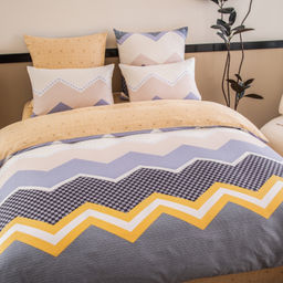 Комплект постельного белья Люкс Сатин 100% хлопок на резинке AR360 140*200*25 Евро 4 Наволочки