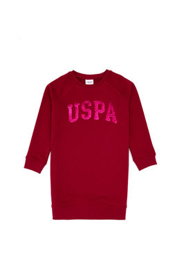 K_z _ocuk Koyu Frambuaz Payet Detayl_ Bisiklet Yaka Sweat _rme Elbise Sepette S_rpriz _ndirim - U.s. polo assn фото 2