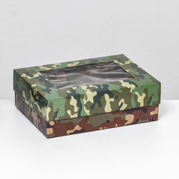 Цена за 5 шт. Коробка складная, с окном Камуфляж 21?15?7 см