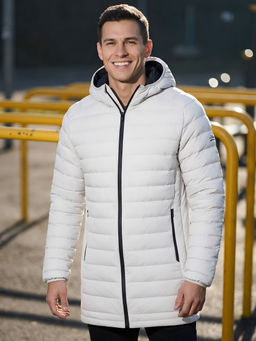 Куртка мужская удлинённая стёганая с капюшоном и графеновой подкладкой утеплитель тинсулейт - Valianly фото 96