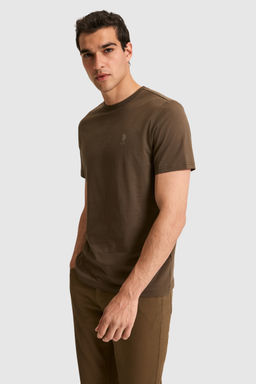 Erkek Regular Fit Bisiklet Yaka Kahverengi Basic Ti__rt - U.s. polo assn фото 3