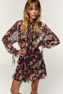 FLORAL PRINT MINI DRESS - Zara фото 2