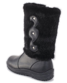 Унты женские на литой подошве. Черные., "Норка" черная. Молния.