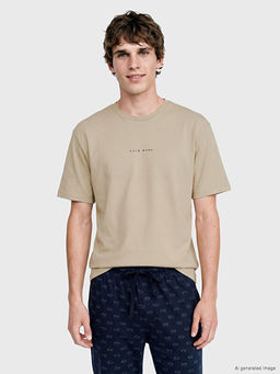 Bisiklet Yaka Bask?l? Erkek Pijama ?st