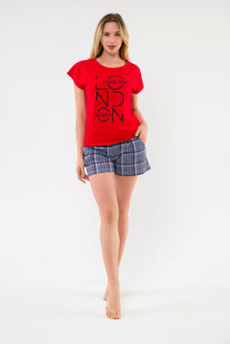 Пижама женская из футболки и шорт из кулирки Алиса красный - Амадэль фото 15