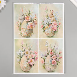 Набор декупажных карт 4 шт «Пасхальное настроение», 45 г/м2, формат А4