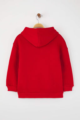 K?rm?z? Pamuklu Slogan Bask?l? Kapusonlu Oversize Orme Unisex Cocuk Sweatshirt TKDAW26SW00025 - Trendyolmilla фото 7