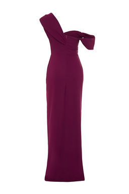 Murdum Dokuma Uzun S?k Abiye Elbise TPRSS24AE00150