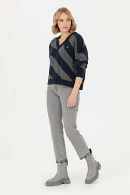 U. S. Polo Assn Женский темно-синий свитер с v-образным вырезом - U.s. polo assn фото 11