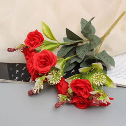 Цена за 2 шт. Букет искусственный Роза индиголетто, h=30 см, МИКС