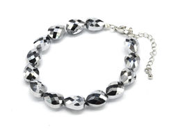 Браслет из циркона капля 9*12мм цв.серебристый, 18см