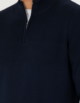 Lacivert Slim Fit Fermuarl_ Dik Yaka Triko Kazak - Pierre cardin фото 7