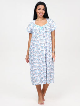 25-С СОРОЧКА ЖЕНСКАЯ (Голубые розы на белом) - А-дина фото 3