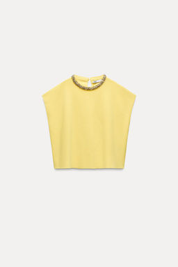 PLAIN KNIT TOP WITH RHINESTONE BEADS - Zara фото 12