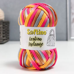 Цена за 2 шт. Пряжа трикотажная 95% хлопок, 5% эластан "Lentino Melange" 100 гр 30 м цвет 2