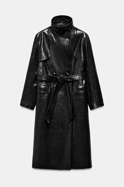 TRENCH PIEL100% HOMBRERAS ZW COLLECTION LIMITED EDITION / Negro - Zara фото 10