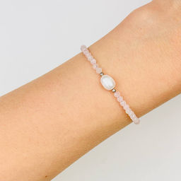 Браслет из Розового кварца и Жемчуга